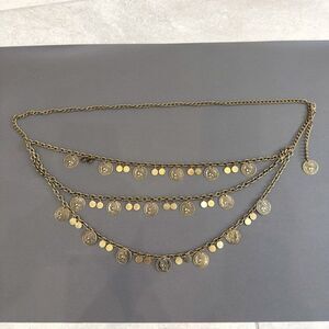 Vintage Hip Belt French Republique Francaise Coin 3 Chain link 80's Adjustable